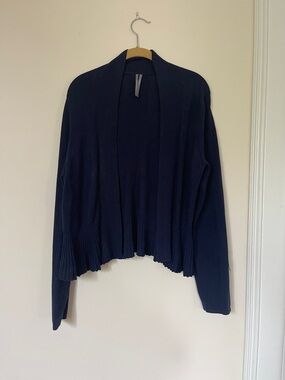 Anthropologie Navy Open-Front Ribbed Cardigan
